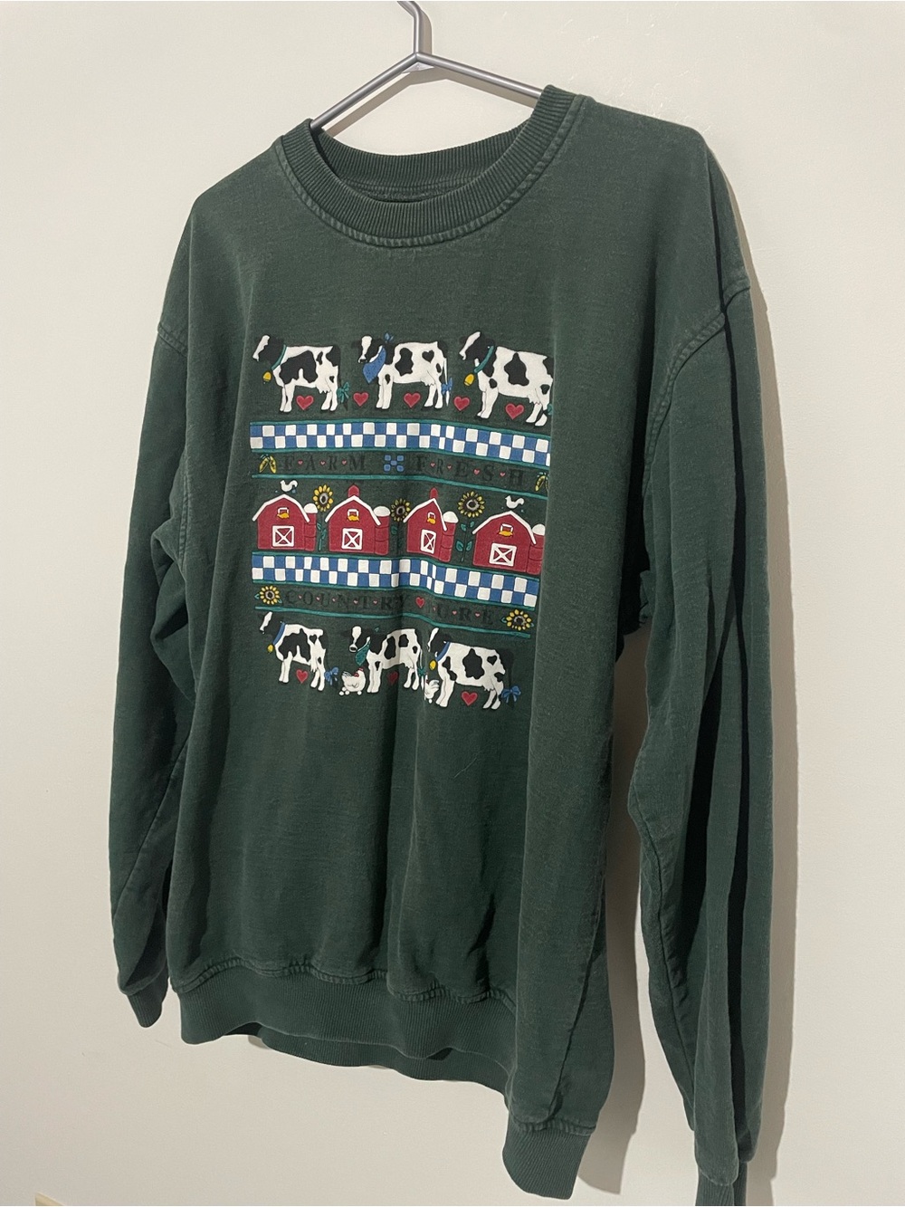 Dark Green Farm Graphic Crewneck Sweater